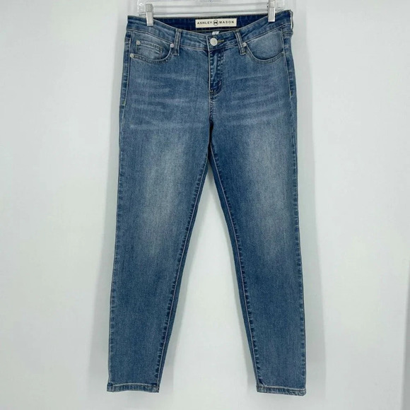 Ashley Mason Denim - Ashley Mason Pants Women's 9 Blue Denim Skinny Stretch Midrise Stonewashed Jeans